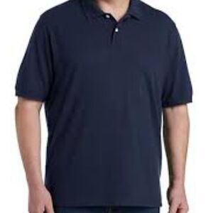George Navy Blue 3 Button Collared Short-Sleeve Shirt Men's M- 100% Cotton